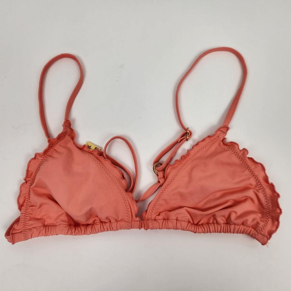 L*Space Maggie Bikini Top in Coral Size Small NWT Ruffle Triangle